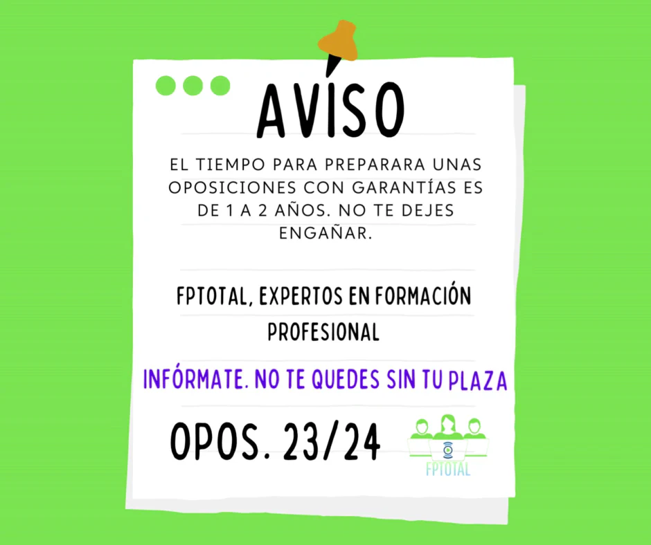 FPtotal. Academia preparación oposiciones 100% online Formación profesional