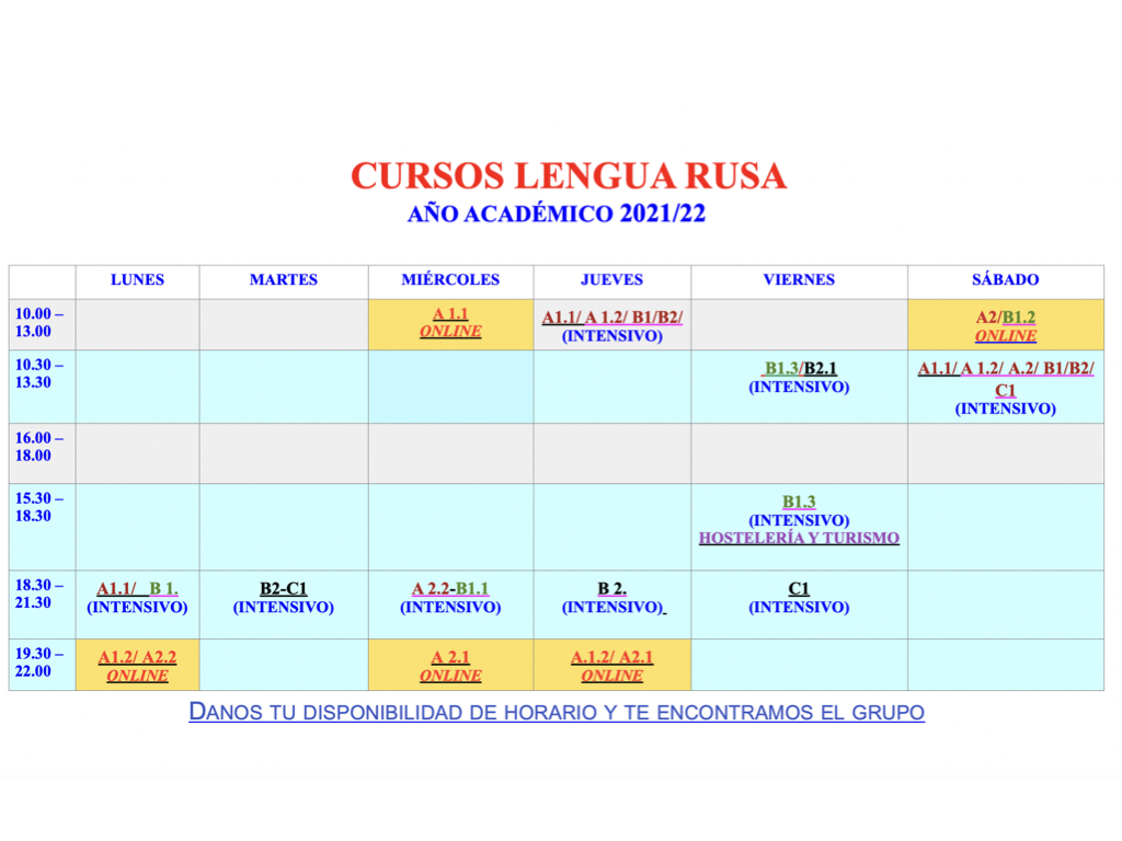 Cursos Lengua Rusa Ateneo